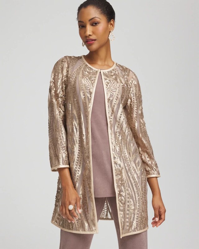 Travelers Collection Champagne Sequins Jacket